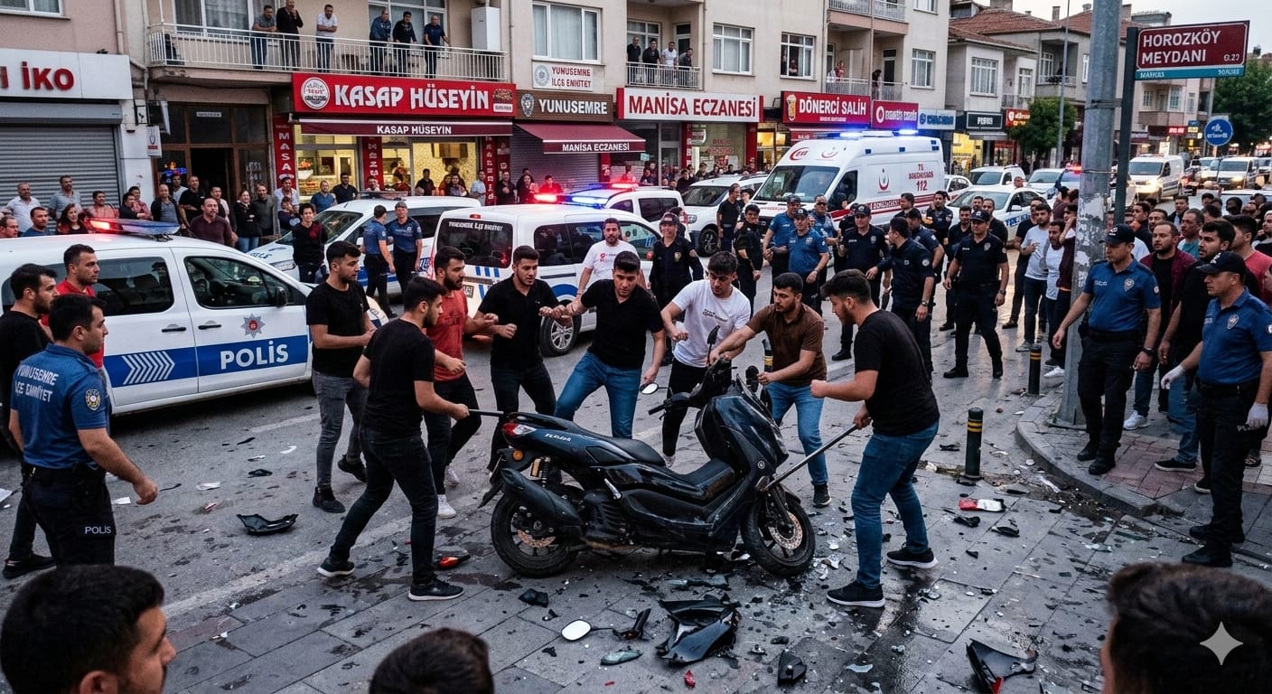 Manisa’da Bıçaklı Kavga: Öfkeli Kalabalık Şüphelinin Motosikletini Parçaladı