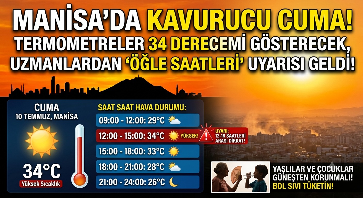 Manisa'da Kavurucu Cuma: Termometreler 34 Dereceyi Görecek, Uzmanlardan Uyarı Geldi