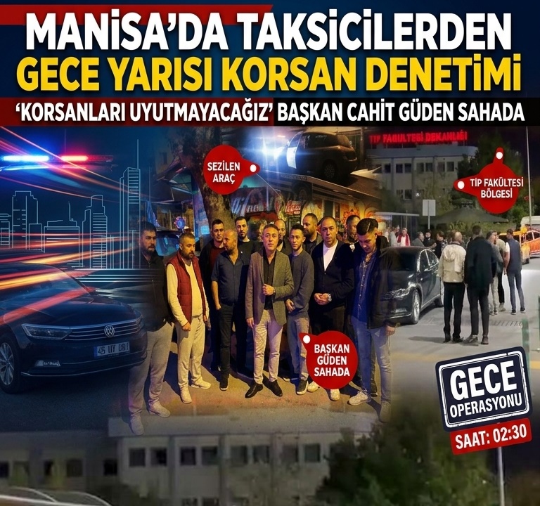 Manisa'da taksicilerden gece yarısı korsan denetimi: 'Korsanları uyutmayacağız'
